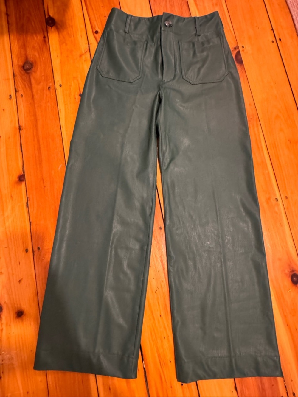 Maeve Forest Green Faux Leather The Collette Full-Length Pants